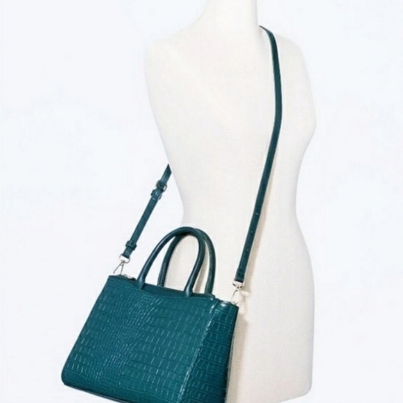 NEW 🌿 "A New Day" Emerald Croc Cross Body Hand Bag | Satchel Purse - Picture 4 of 6